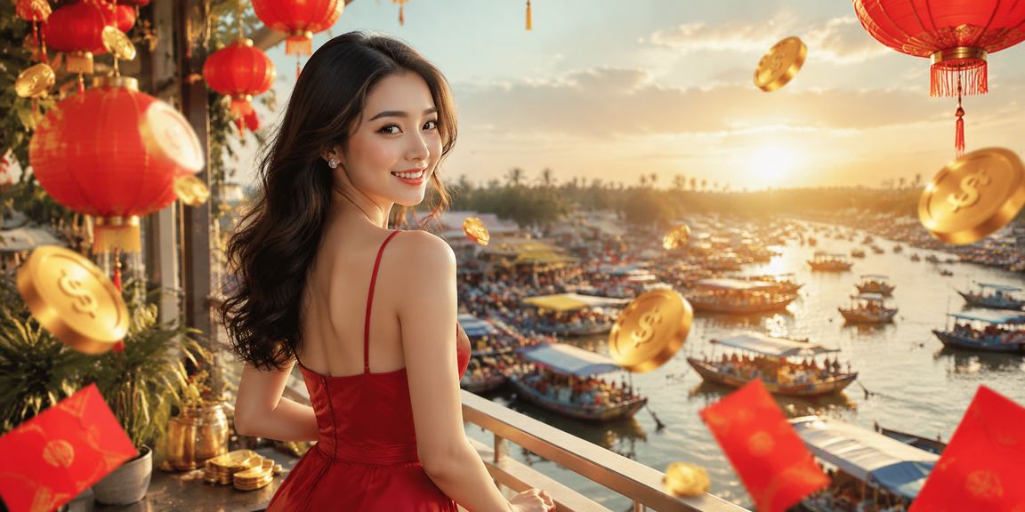 Không khí cá cược thể thao sôi nổi bên dòng sông Mekong với đèn lồng rực rỡ